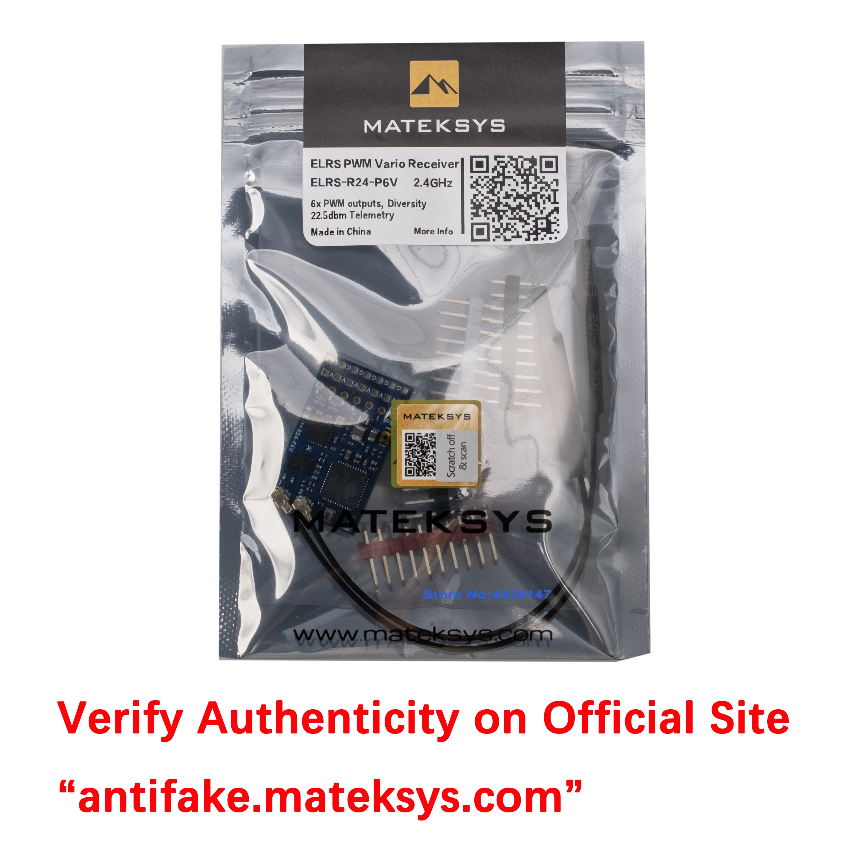 MATEK MATEKSYS ExpressLRS R24-P6V 2.4GHZ ELRS PWM VARIO Receiver 180mW With IPEX Antenna For RC FPV Long Range Drone Fixed-Wings