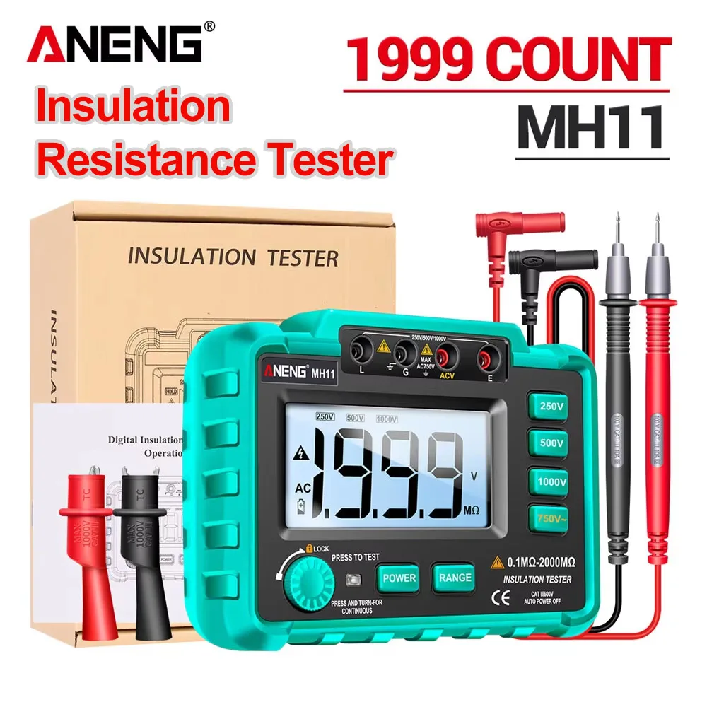 Miernik rezystancji izolacji ANENG MH11 Cyfrowy omomierz 6000 odczytów Megomierz Izolacja Kondensator Uziemiający Wysokie Napięcie