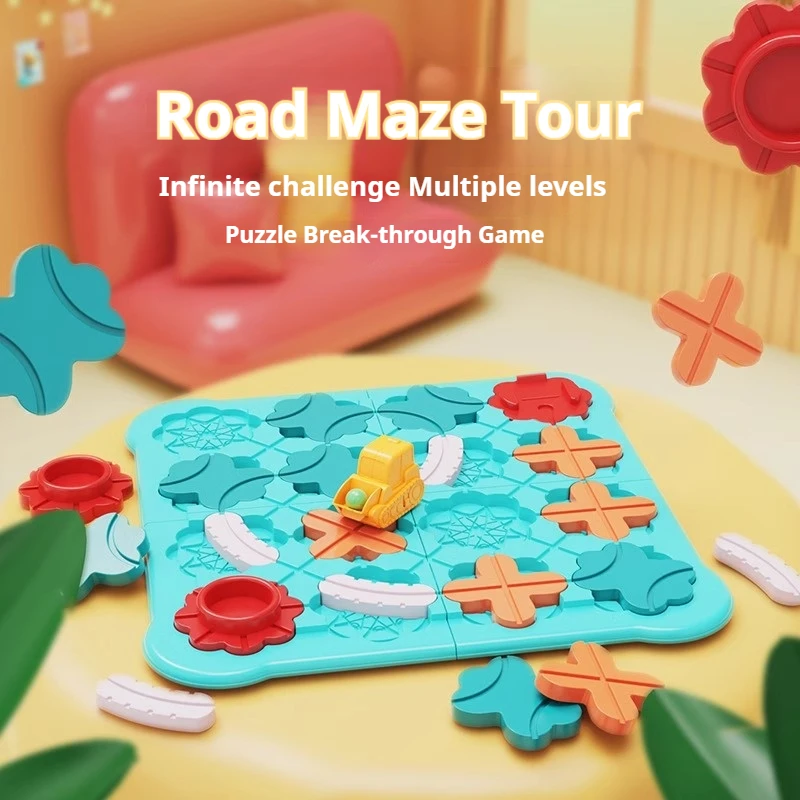 ​ ​ لعبة ألغاز بناء الطريق ذات 88 مستوى - لعبة المنطق والاستراتيجية مع شاحنة محملة بنابض ولوحة النقل