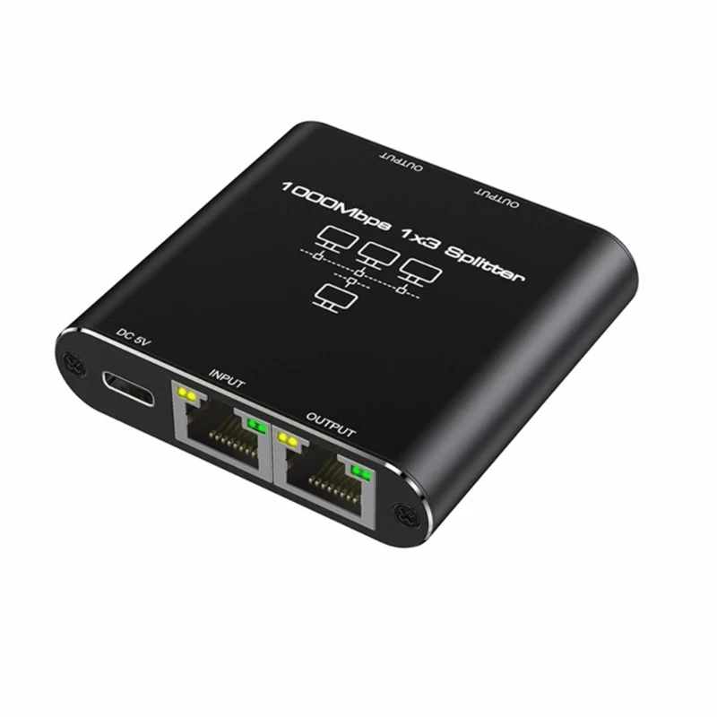 Adaptador divisor Ethernet 1 a 3 puertos velocidad Gigabit 1000 Mbps mejora red