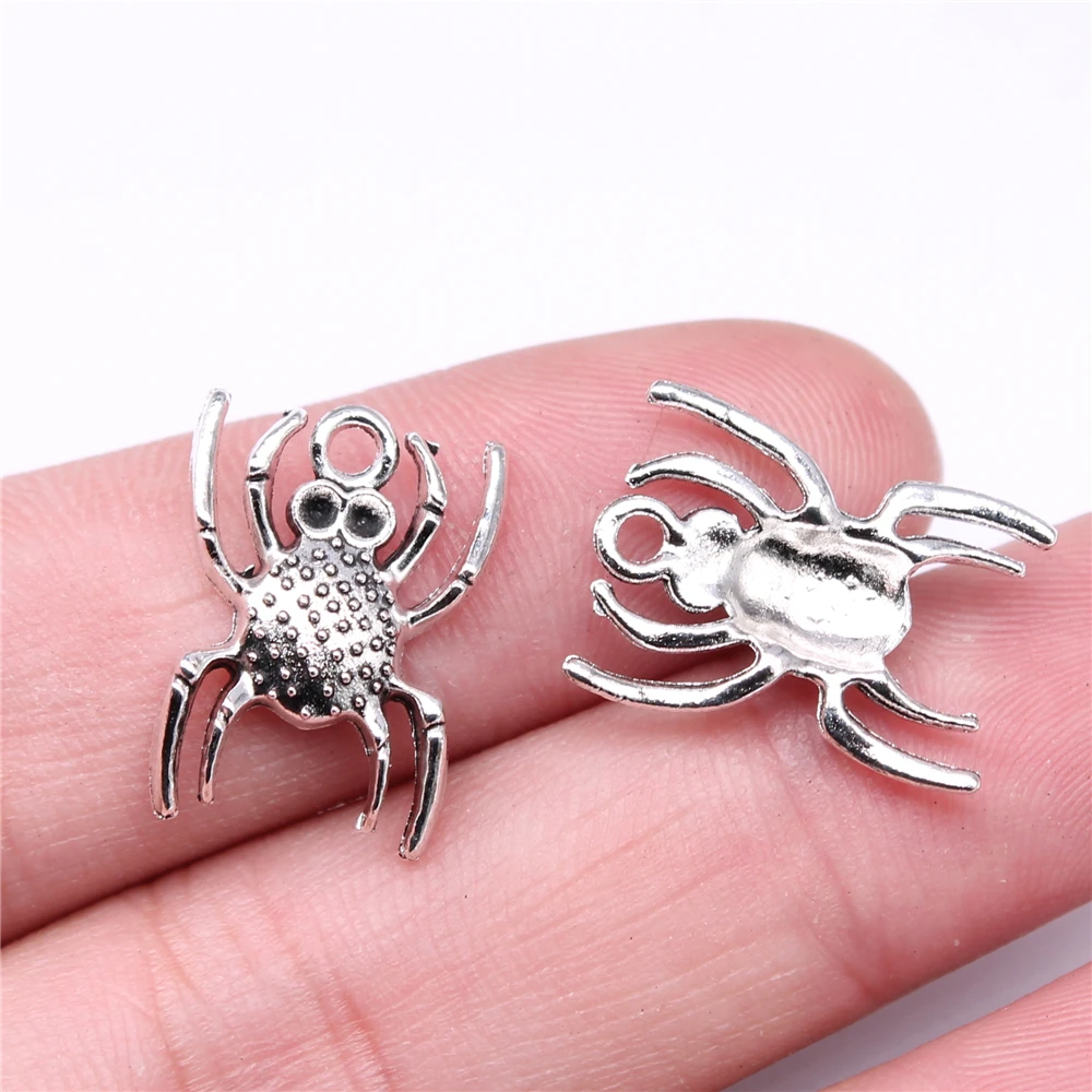 

Wholesale 150pcs/bag 19x14mm Spider Charm For Jewelry Making Antique Silver Color Antique Bronze Color Jewelry Findings