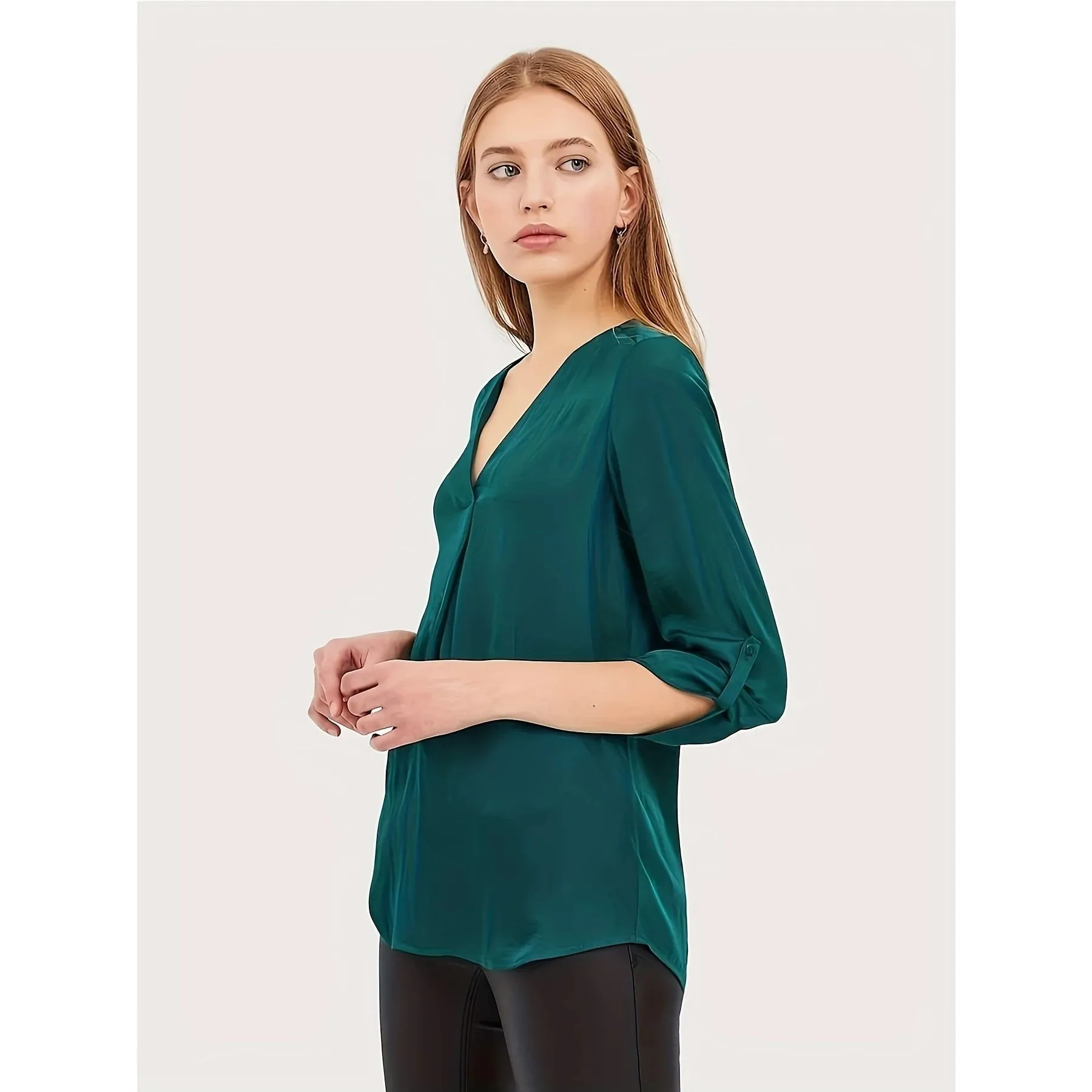 

Женская одежда Ele plus Size irt Chic, повседневная летняя одежда Cleanfit A-Line Sve, длинные, другие материалы 00% без накладки на грудь