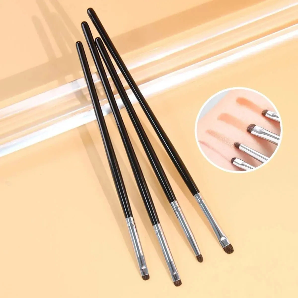 4-Piece Eye Detail Brush Set - Precision Mini Makeup Brushes for Eyeliner, Smudging, Brow, and Inner Corner, Natural Horse Hair, image 5