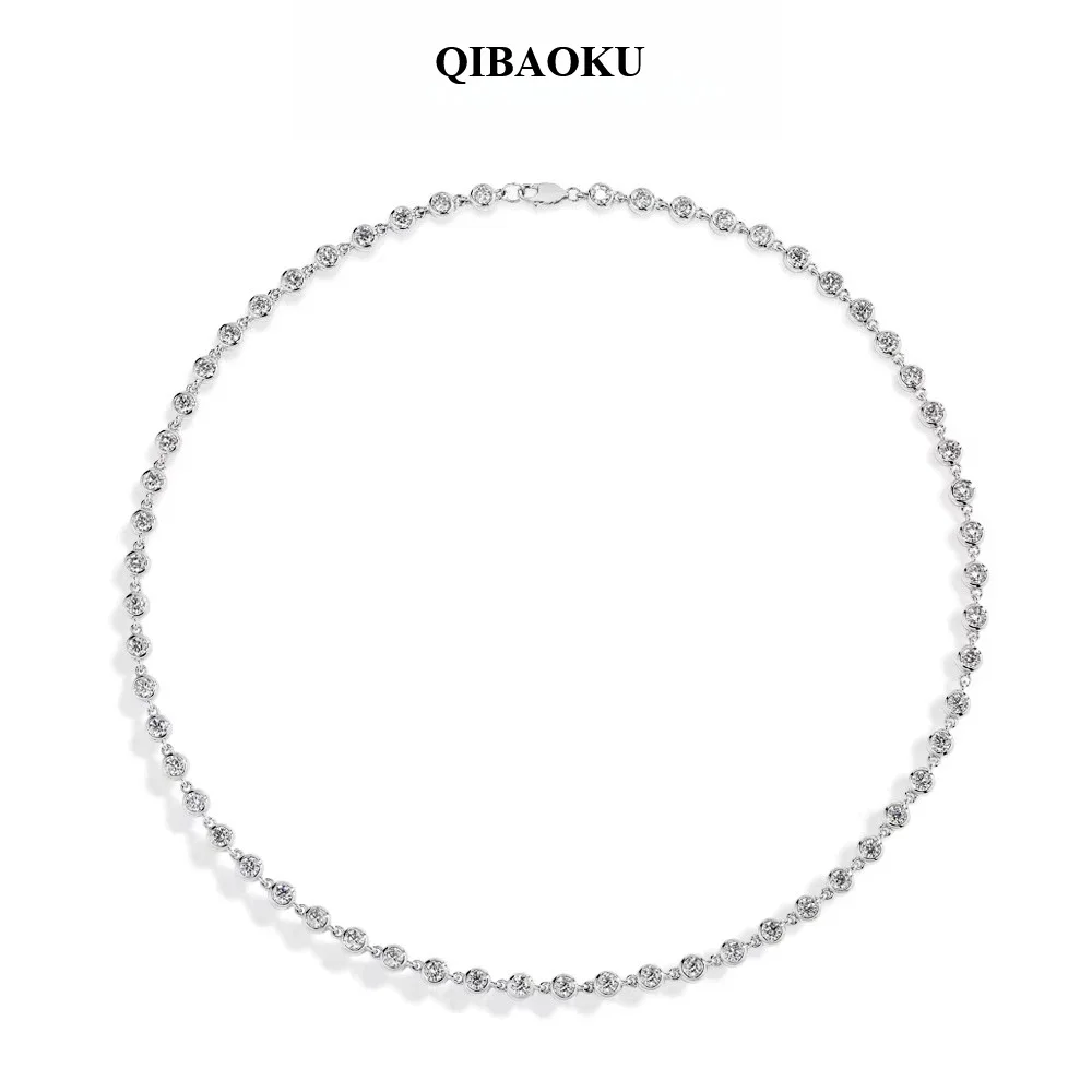 FCGJHW Sparkling D Color Round 3.0mm Moissanite Diamond Necklace for Women S925 Silver Tennis Chain Engagement Jewelry 20226