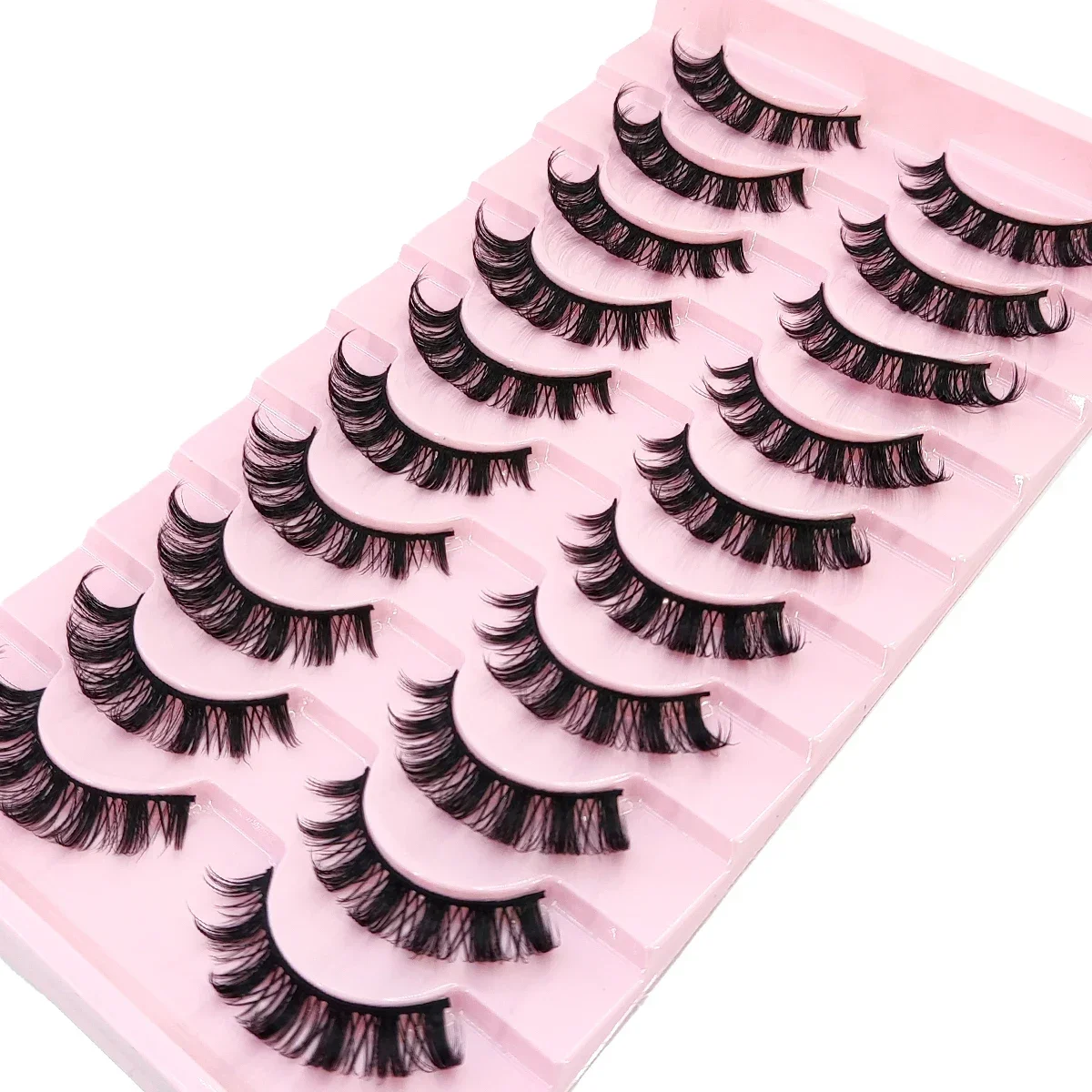 HBZGTLAD 10 pairs of D type curled eyelashes fiber anime eyelashes soft and natural imitation mink dramatic soft eyelashes reuse