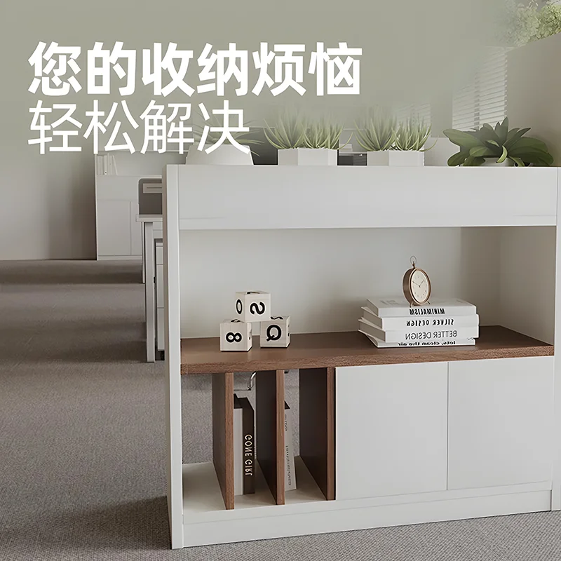 Office Wooden Partition  File  Locker Screen Decorative Flower Slot  Shelf Station Shielding Side  cabinet