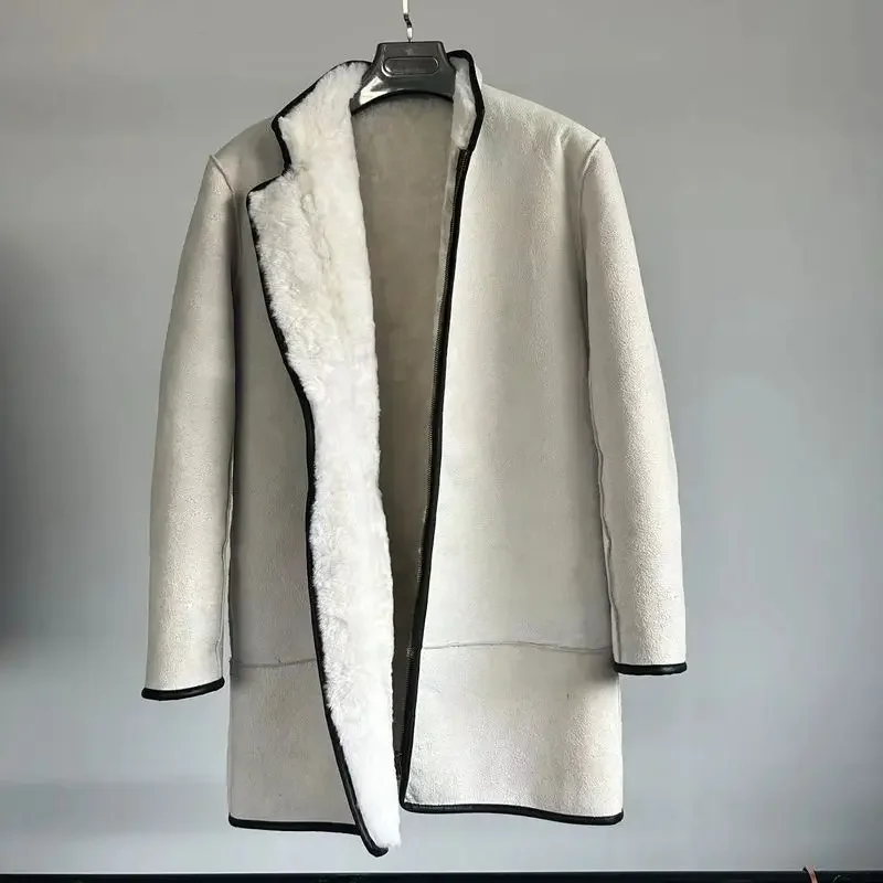 

Winter Thicken Warm Sheepskin Fur Integration Long Real Leather Jacket Liner Men Women Whole Skin Lengthened Sheepskin Jacket