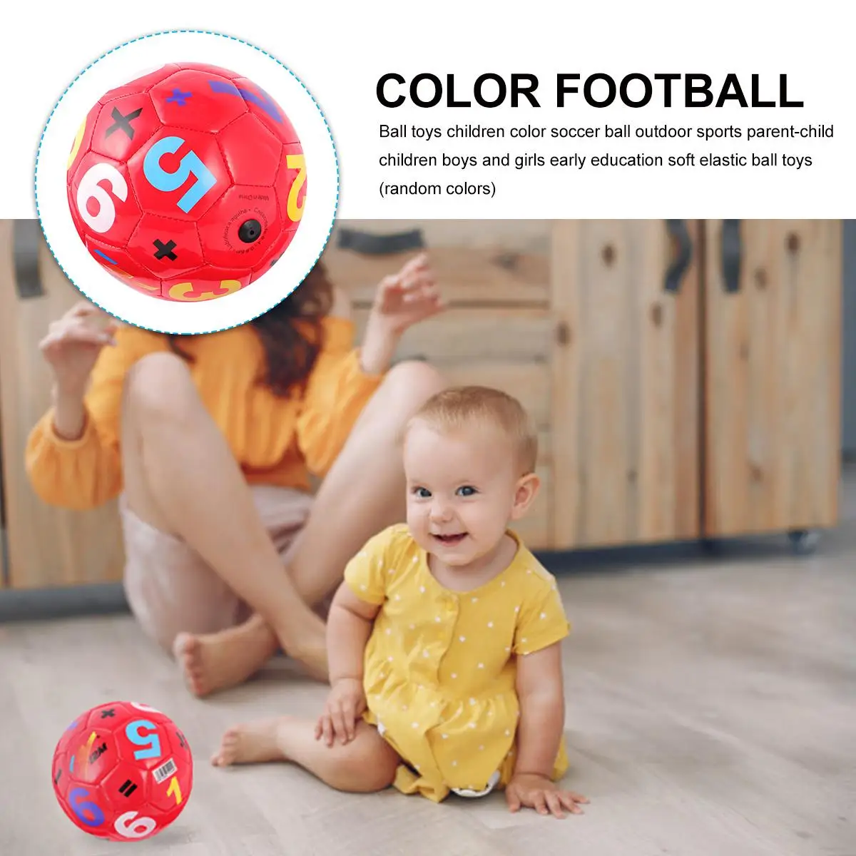 

Ball Toy Kid Colorful Football Shaped Ball Outdoor Parents and Children Early Educational Elastic Ball Toy for Boy Girl (Random
