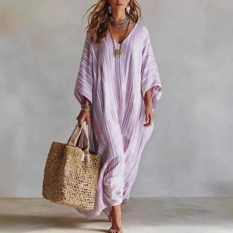 Women Cotton Linen Two Piece Outfit V Neck Short Sleeve Loose Straight 5-Point Pants Summer Beach Holiday Matching Suit
