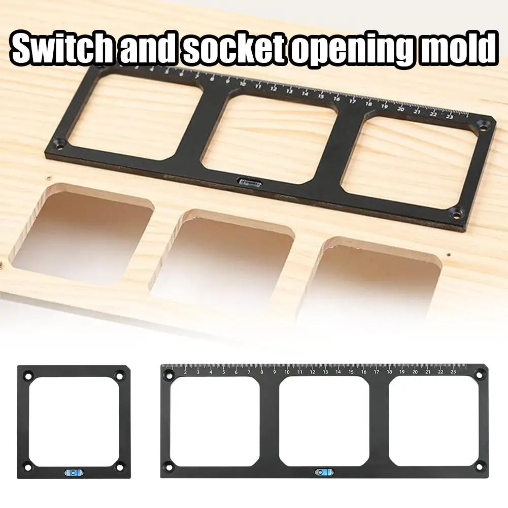 86-Box Switch Socket Bottom Box Open Hole Mold Aluminum Slotted Installation Tool Carpenter Alloy Line Drawing Template Dri G0I4