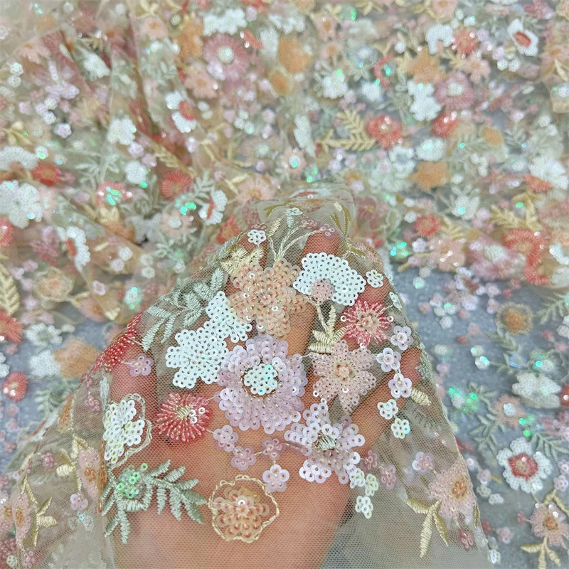 Luxuriöser schwerer Paillettenstoff für Brautkleider, Cheongsams, Rock, DIY-Nähstoffe, Pailletten, besticktes Tuch