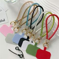 Luxury Bling Diamond Phone Charm Strap Bead Pendant Rhinestones Bracelet for IPhone 16 Pro Max Samsung Hanging Rope for Girl