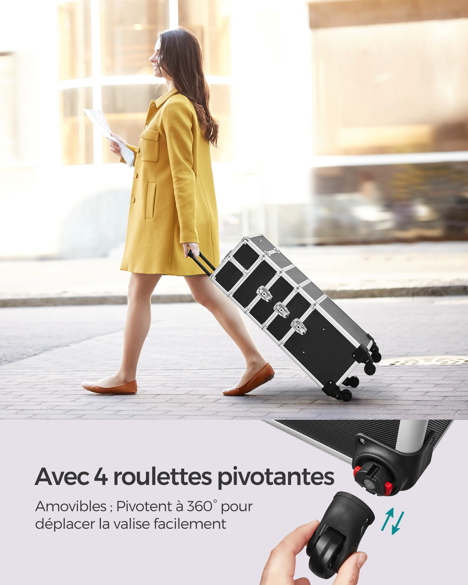 valise maquillage roulettes – vue détaillée