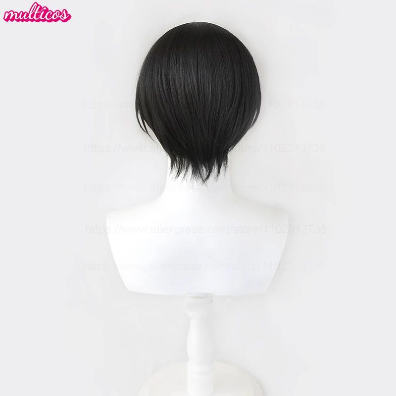 Peluca de Cosplay Oosaki Nana de alta calidad, peluca Nana Osaki, cuero cabelludo negro corto, pelo sintético resistente al calor, pelucas de Anime para Halloween + gorro