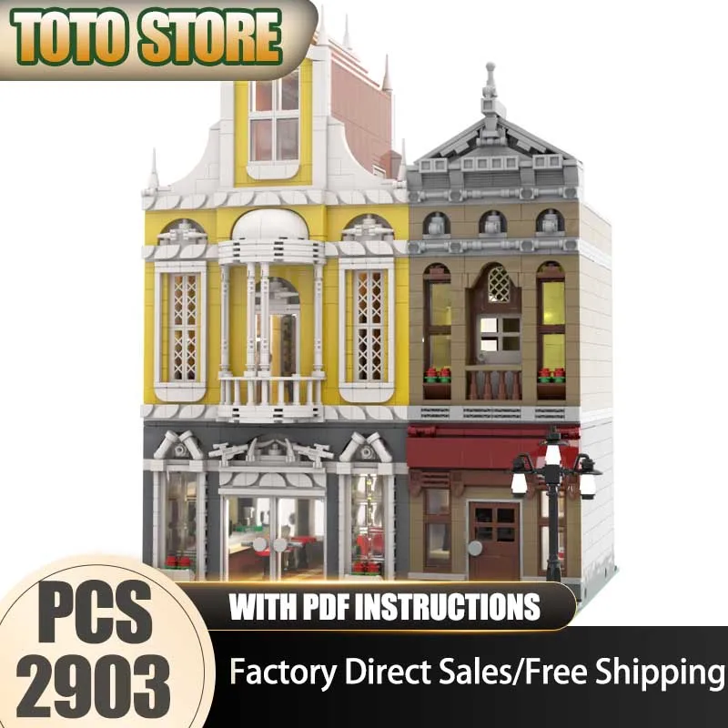 

Street View Moc Building Blocks Modular Bar and Apartment Model Technology Brick DIY Assembly Construction Holiday Toy Gifts