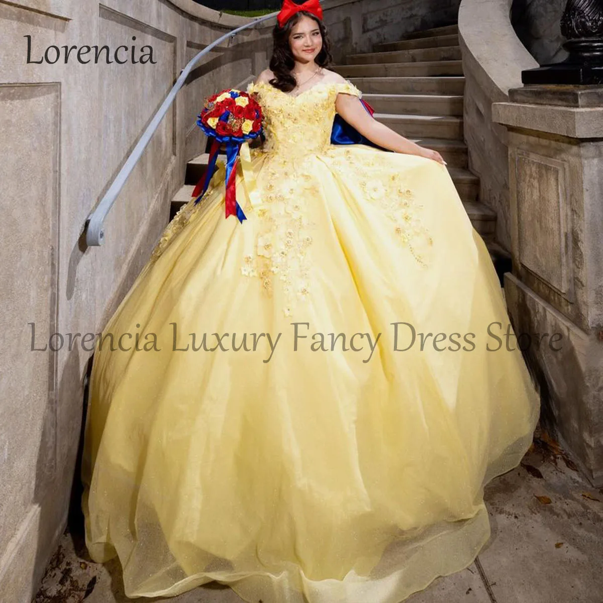 

Mexican Yellow Quinceanera Dress Ball Gown 2024 Sweet 15 16 3D Flowers Beaded Applique Corset Formal Vestidos De 15 Años