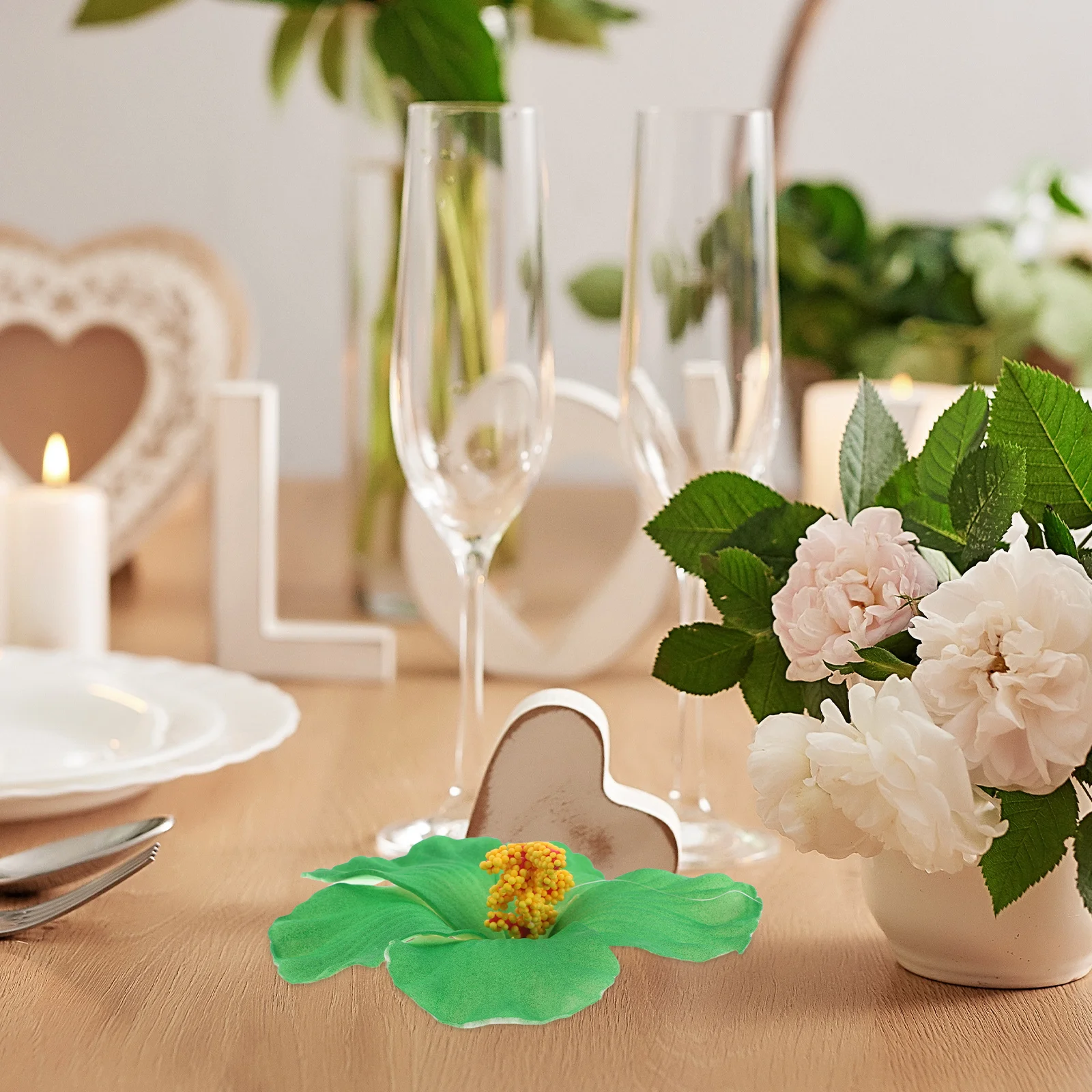 

Hibiscus Floral Artificial Flower Arrangements Party Supplies Green Eva Faux Flowers