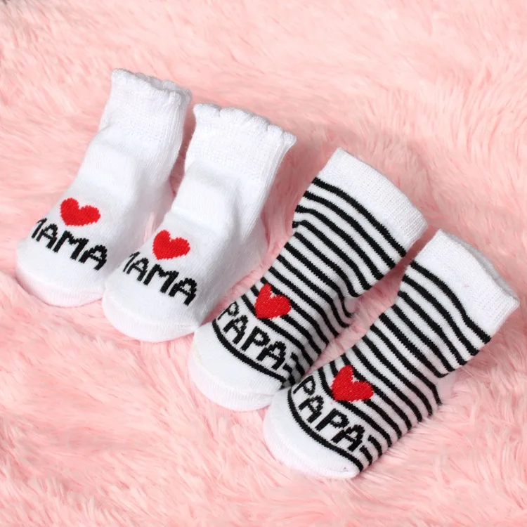 Baby Stitch Cotton Girls Boys Love Dad Mum Newborn Kids Socks Mini Cute Toddler Home Floor Bedding White Cheap Clothes Stuff