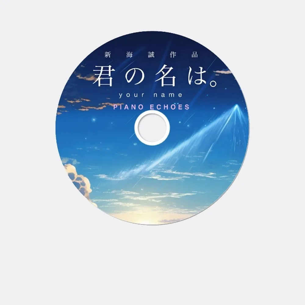

Коллекция CD-дисков с музыкой из фильма «Твое имя» (Your Name) от Макото Шинкай, записанные на заказ