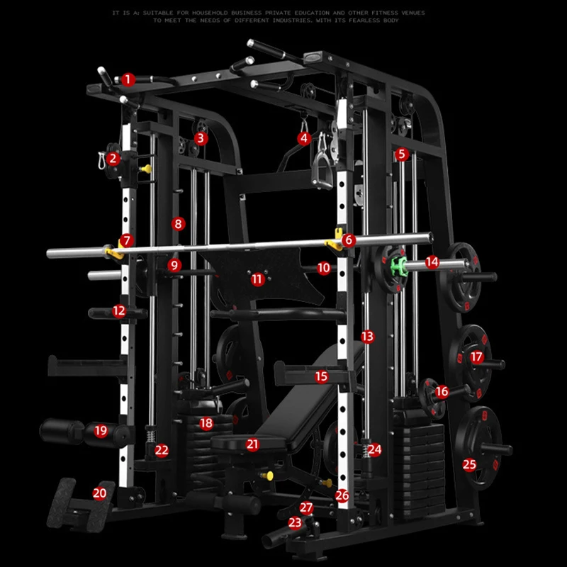 Horizontal Push Squat Frame, Flying Bird Gantry, Multi-Functional Combination Smith Machine, Household and Commercial