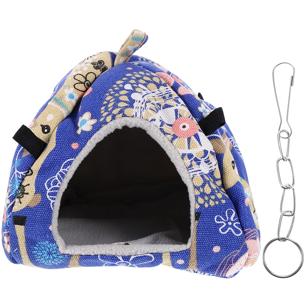 

Winter Warm Hamster Nest Christmas Elk Pattern Guinea Pig Hideout Cage Hanging Bed Comfortable Cotton Material Small Animal Bed