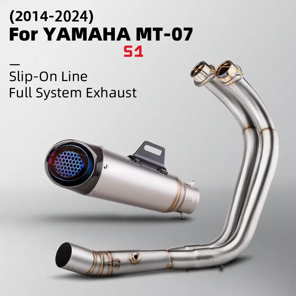 

For Yamaha MT07 Fz07 Xsr700 2014-2024 Motorcycle Exhaust full System Carbon Fiber Muffler with Front Link Pipe Escape