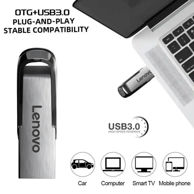 Флеш-накопитель Lenovo 2 ТБ USB 3,0, Металлический Высокоскоростной флеш-накопитель, 1 ТБ, 128 ГБ, Usb-карта памяти, флеш-накопитель 512 ГБ для