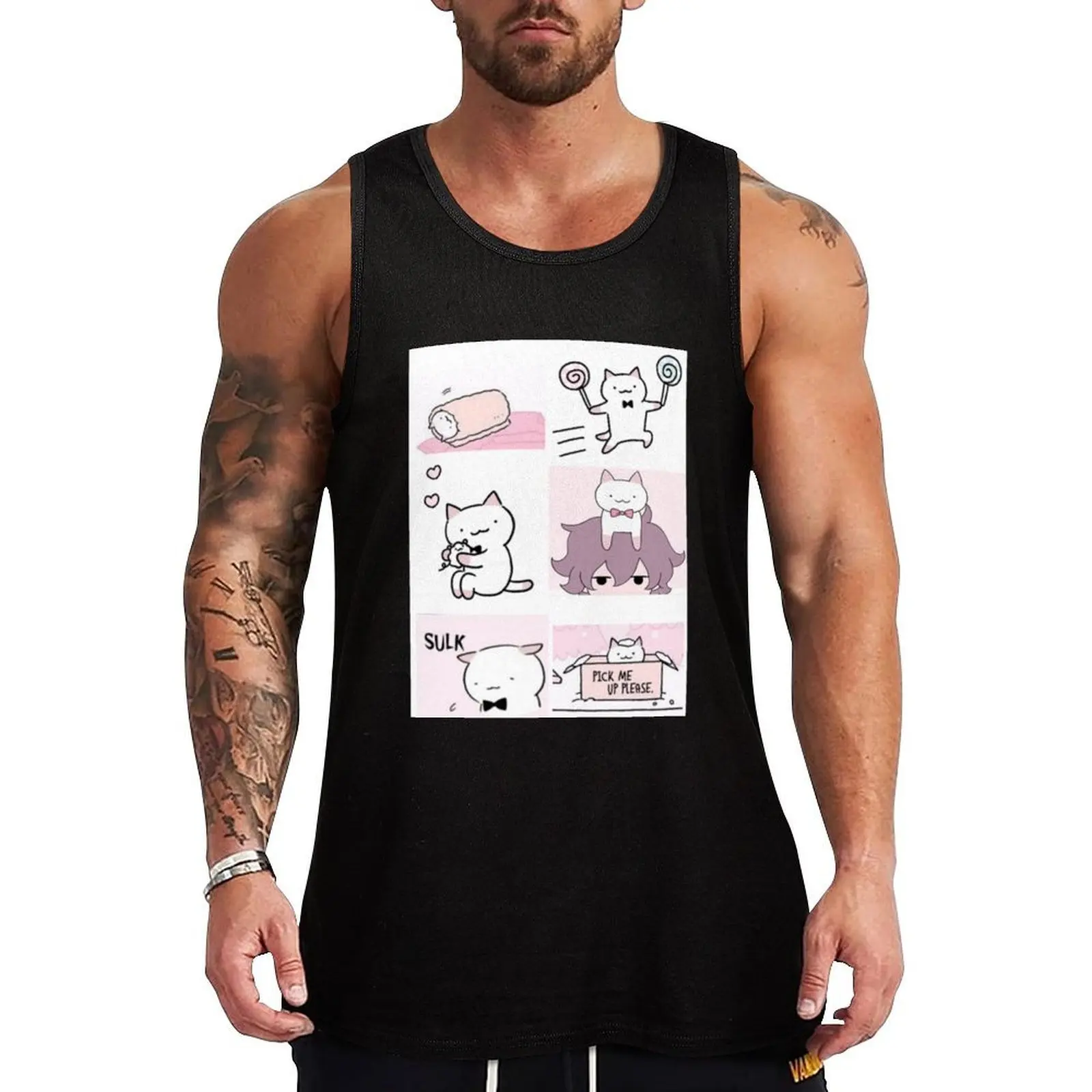 Camiseta sin mangas Wonder Cat Kyuu-chan, camiseta sin mangas de tela elástica, cómoda y flexible, sin mangas