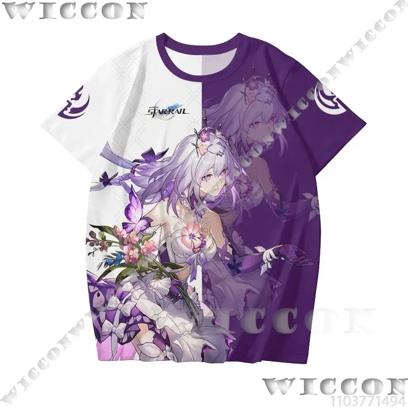 

a7d@Castorice T-Shirt Game Honkai: Star Rail Coaplay Costume Summer Clothes Short Sleeves Suit Man Girl Women Halloween Customiz