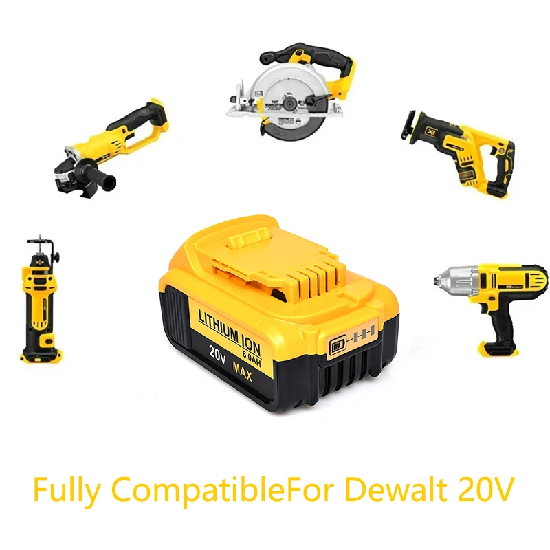 Dewalt、電動工具、ツールバッテリー、20v、4.0ah 5.0ah 6.0ah、20v max、dcb200、dcb201、dcb203用の交換可能なリチウム電池