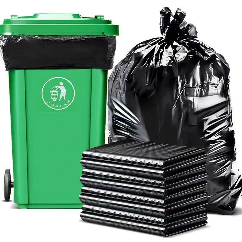 Black Oversized Garbage Bags Flat Open Cleaning Bags Household Kitchen Factories Street Outdoor Collecting Fallen Leaves