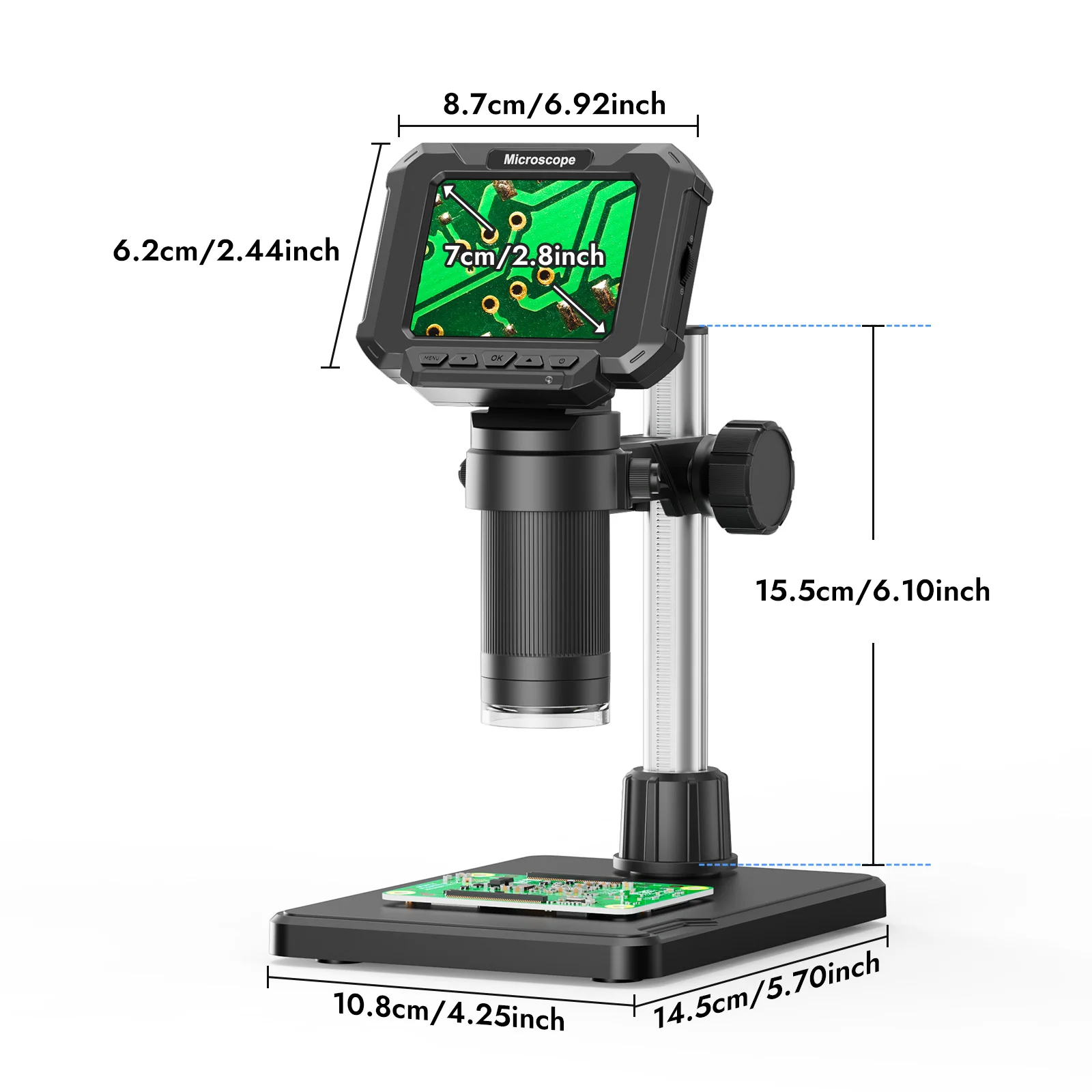 Microscópio digital de 2,8 polegadas, ampliação 1000X, microscópio de moeda 1080P HD, microscópio de solda para reparo eletrônico, PCB, moedas
