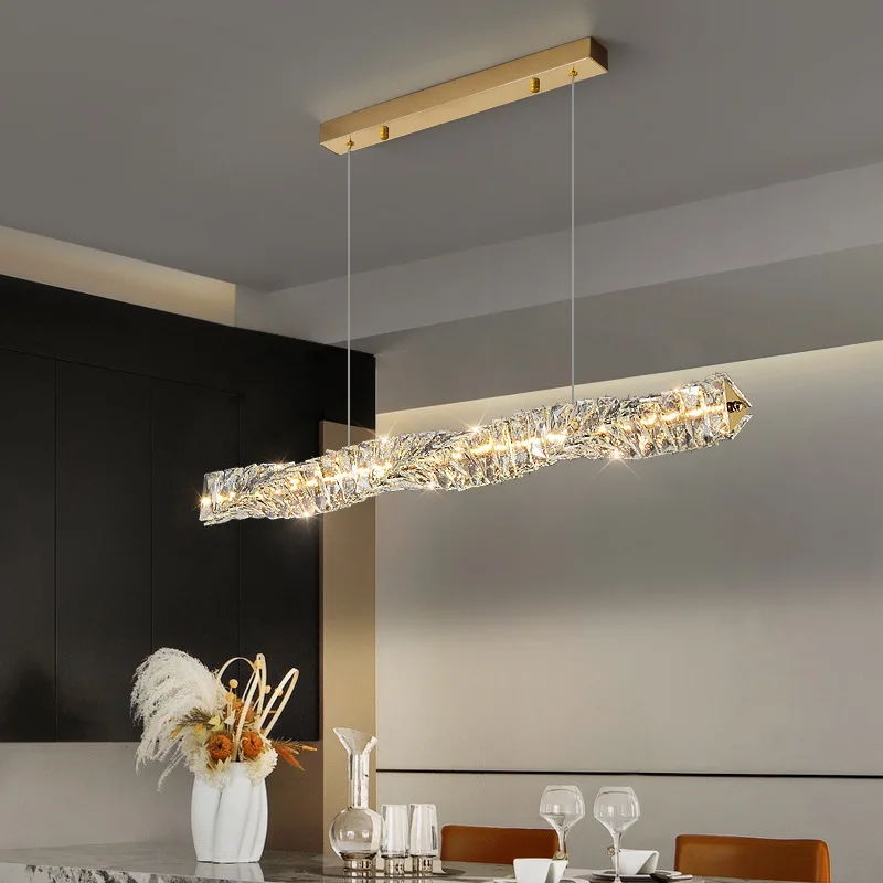 Imagem -03 - Modern Crystal Chandelier For Living Room Long Strip Light Teto Lâmpada Sala de Jantar Quarto Hotel Villa Luxo