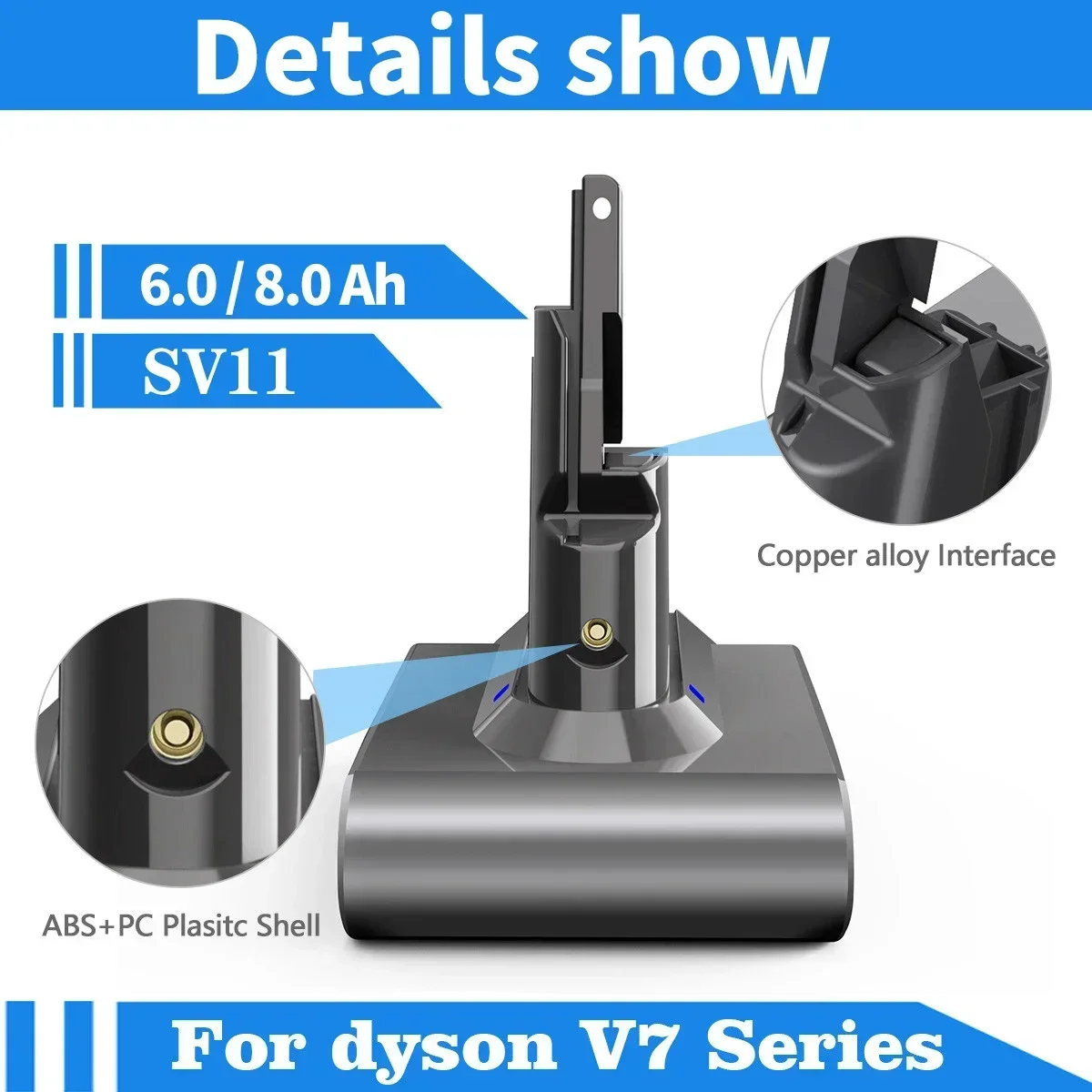 For Dyson 6000mAh V6 V7 V8 V10 Rechargeable Bateria SV10 SV11 SV12 SV09 Vacuum Cleaner Battery + Vacuum cleaner pre-post filter image 6