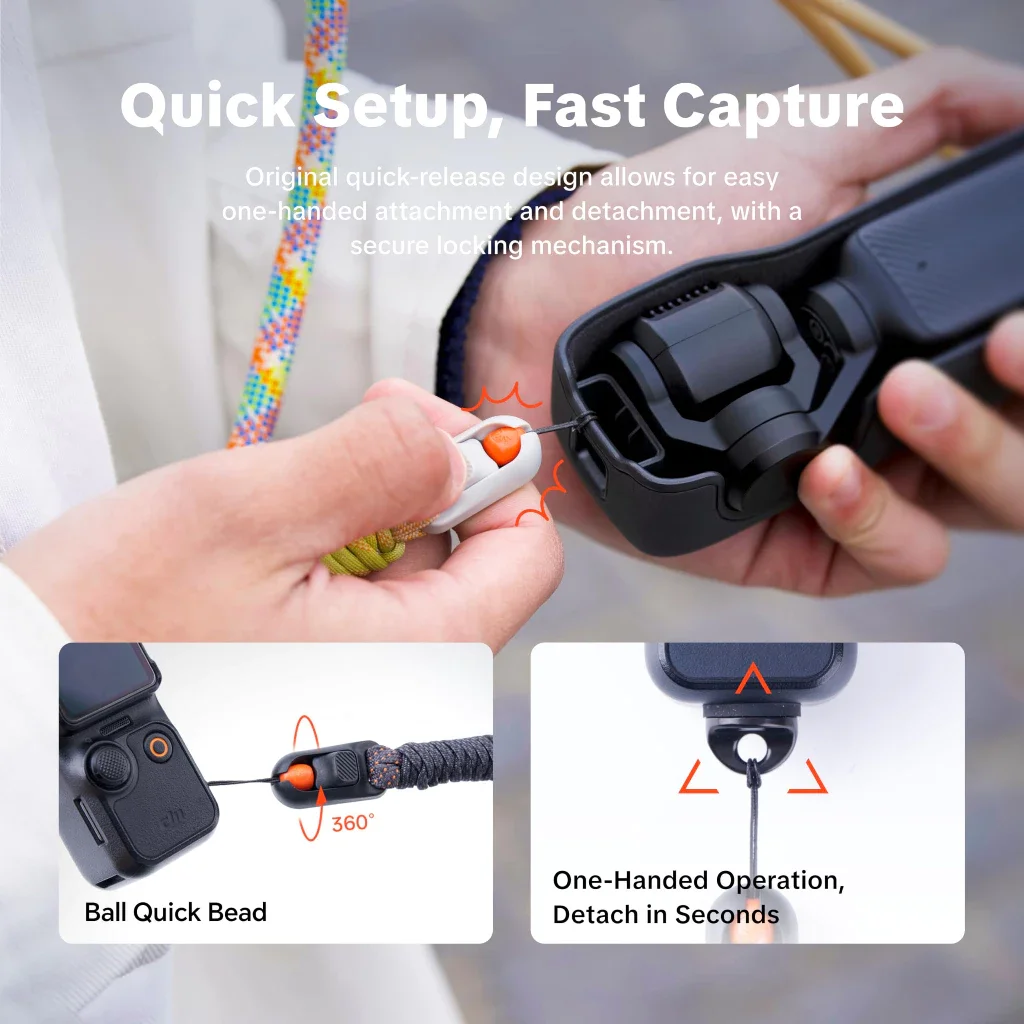 Pasek do kamery PGYTECH Pocket-Series kompatybilny z DJI Osmo Pocket 3/Xtra Muse, regulowany pasek na ramię/dłonie 2 w 1 — zdjęcie produktu 3