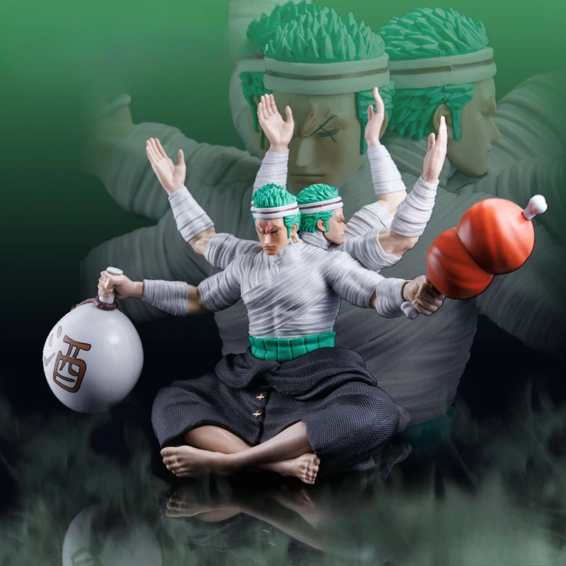 

Коллекция аниме, интегрированный аниме-персонаж, три головы, шесть вооружений, Ророноа Зоро, повязка, мясная кукла, модель, украшение для рабочего стола, игрушка