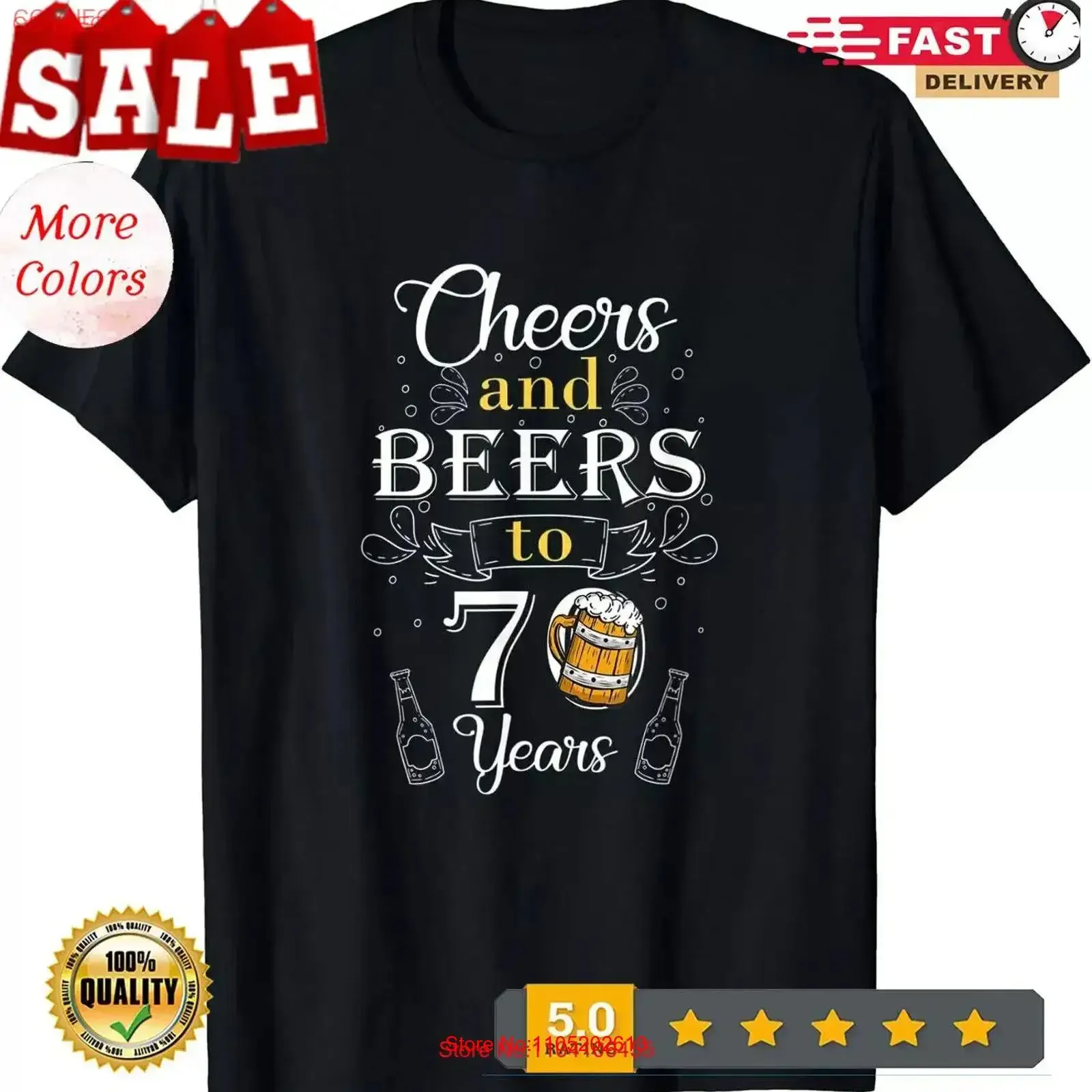 

NEW 70th Birthday Cheers and Beers To 70 Years Squad T Shirt Size S 3XL vintage Washed fashion Stretched Stylish Soft