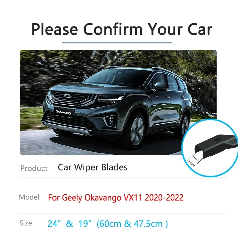 For Geely Okavango VX11 2020 2021 2022 Rubber Strip Refill Frameless Winter Wiper Blades Tablet Cleaning Auto Replacement Parts