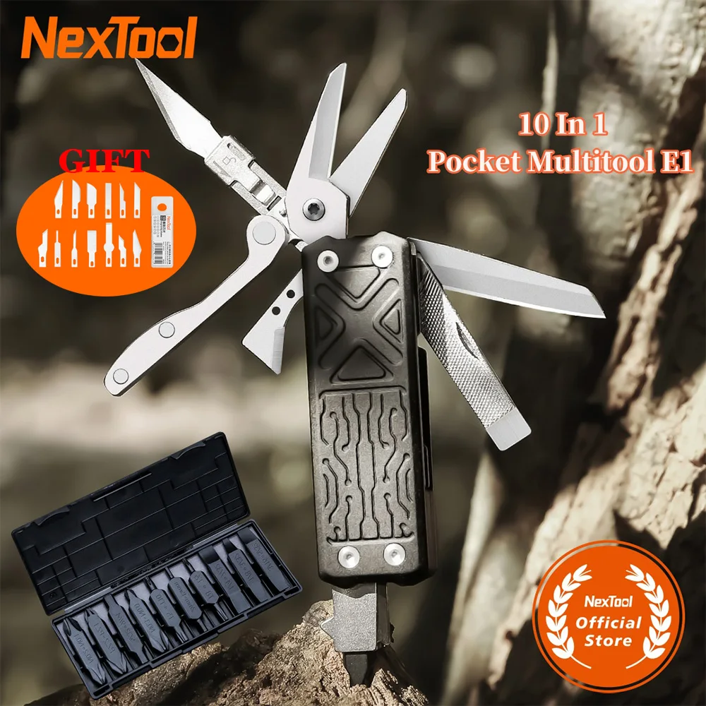 NexTool 10 In 1 Pocket Multitool E1 EDC Multi Functional Tools Replaceable Carving Knife Folping EDC Equipment Folding Multitool