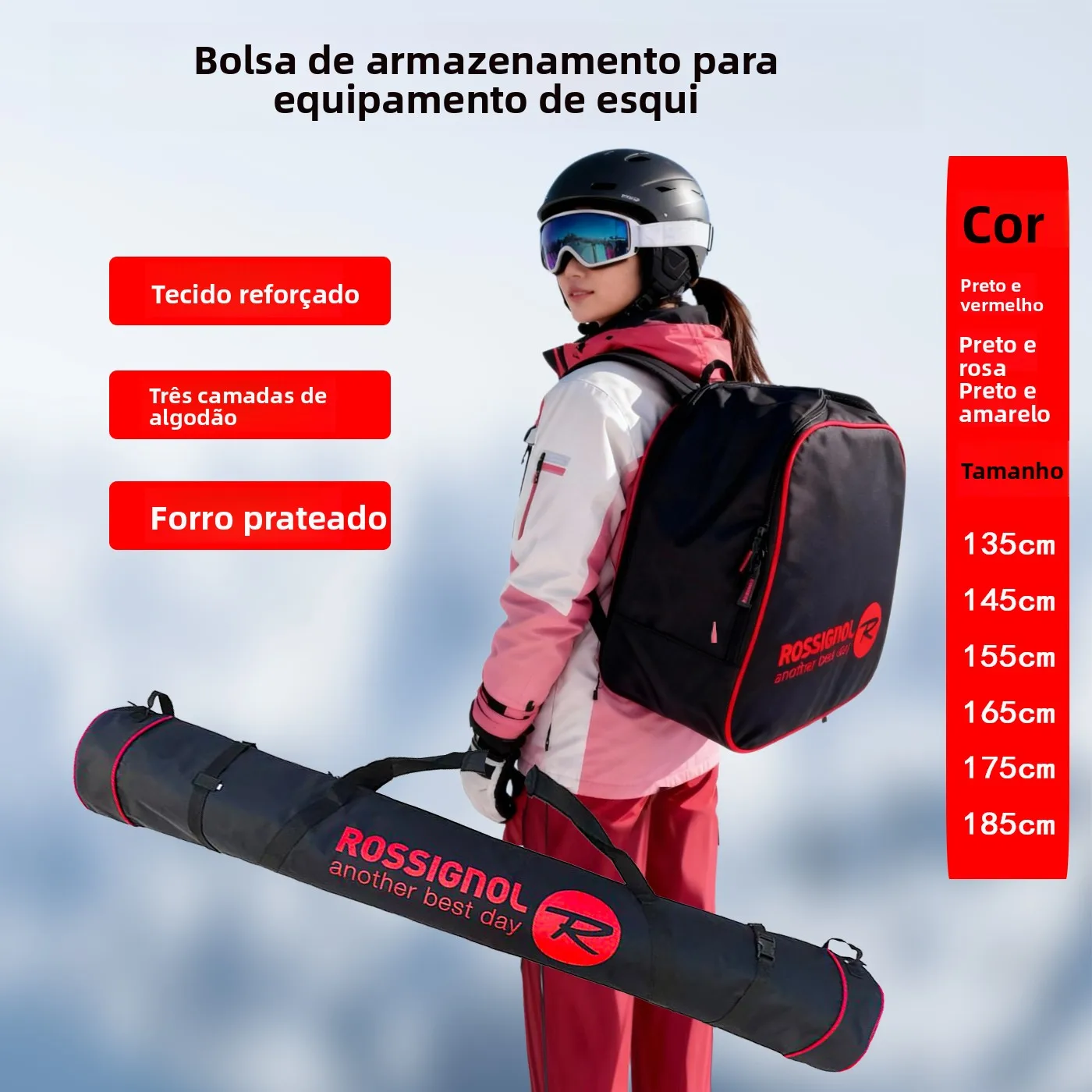 rossignol-double-board-bag-unisex-snow-skiing-thickened-cotton-waterproof-wear-resistant-check-in-skate-shoe-bag
