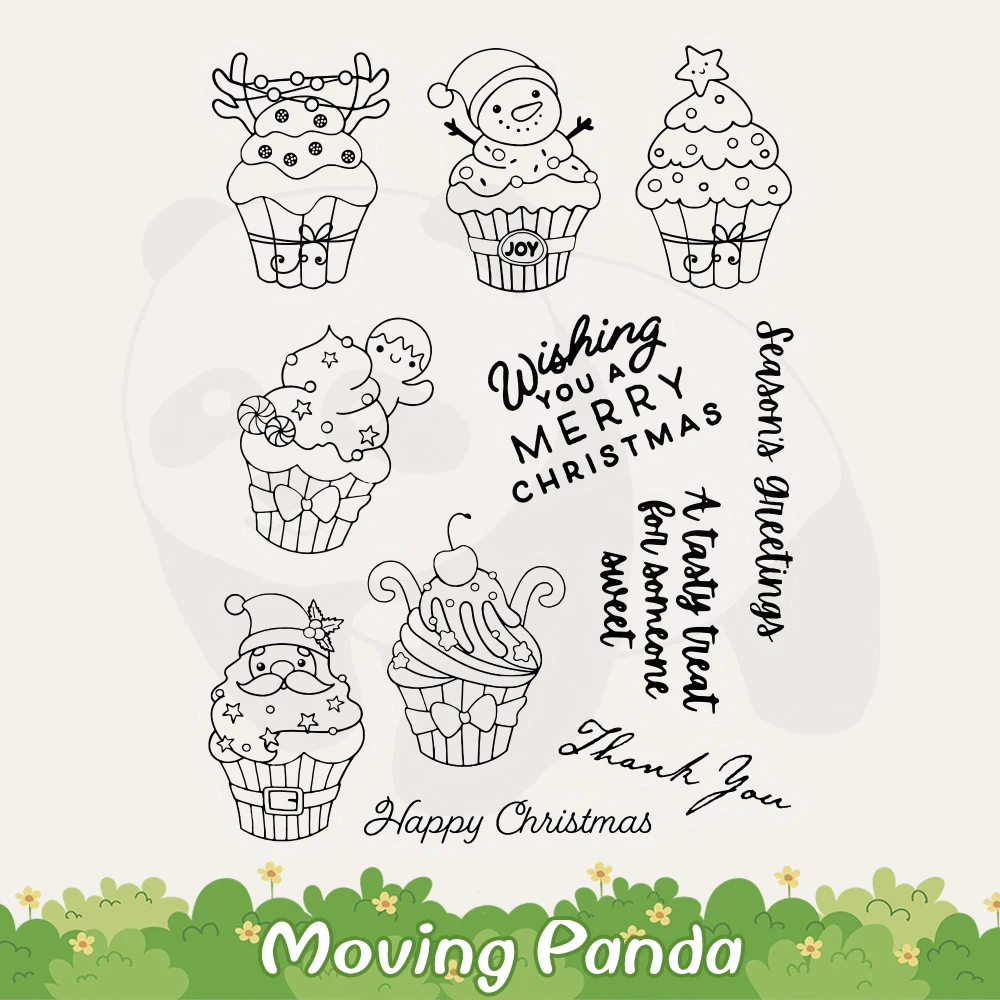 2023 Christmas Cupcake Cutting Dies Clear Stamp Cute Santa Xmas Tree DIY Scrapbooking Metal Dies And Stamp For Paper Cards Decor