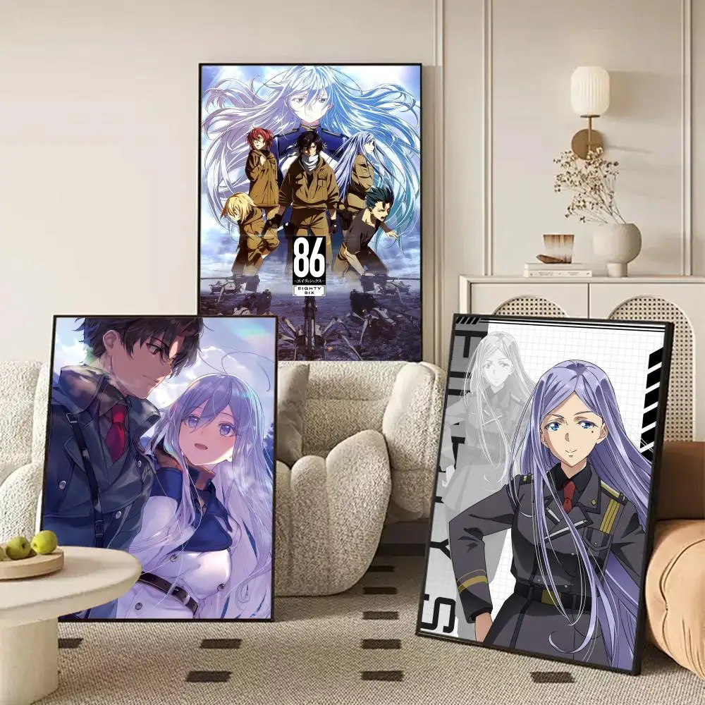 أنيمي 86 E_Eighty ستة اللوحة الخط الكتان قماش المشارك جدار يطبع لغرفة المعيشة غرفة نوم مكتب ديكور المنزل #3