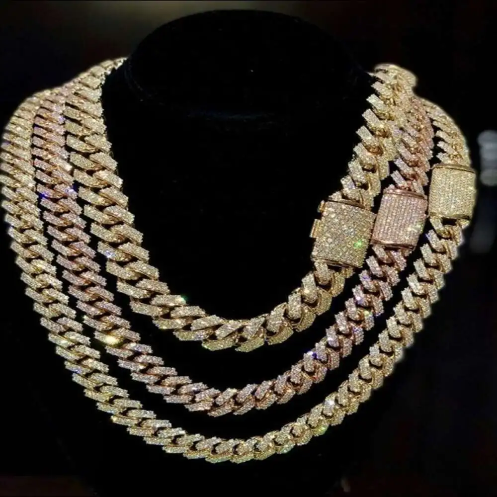 Luxury Wholesale Men Yellow Gold Necklace Hip Hop Fine Jewelry Plated Curb Cuban Link Chain for Men Indian Manufacturer