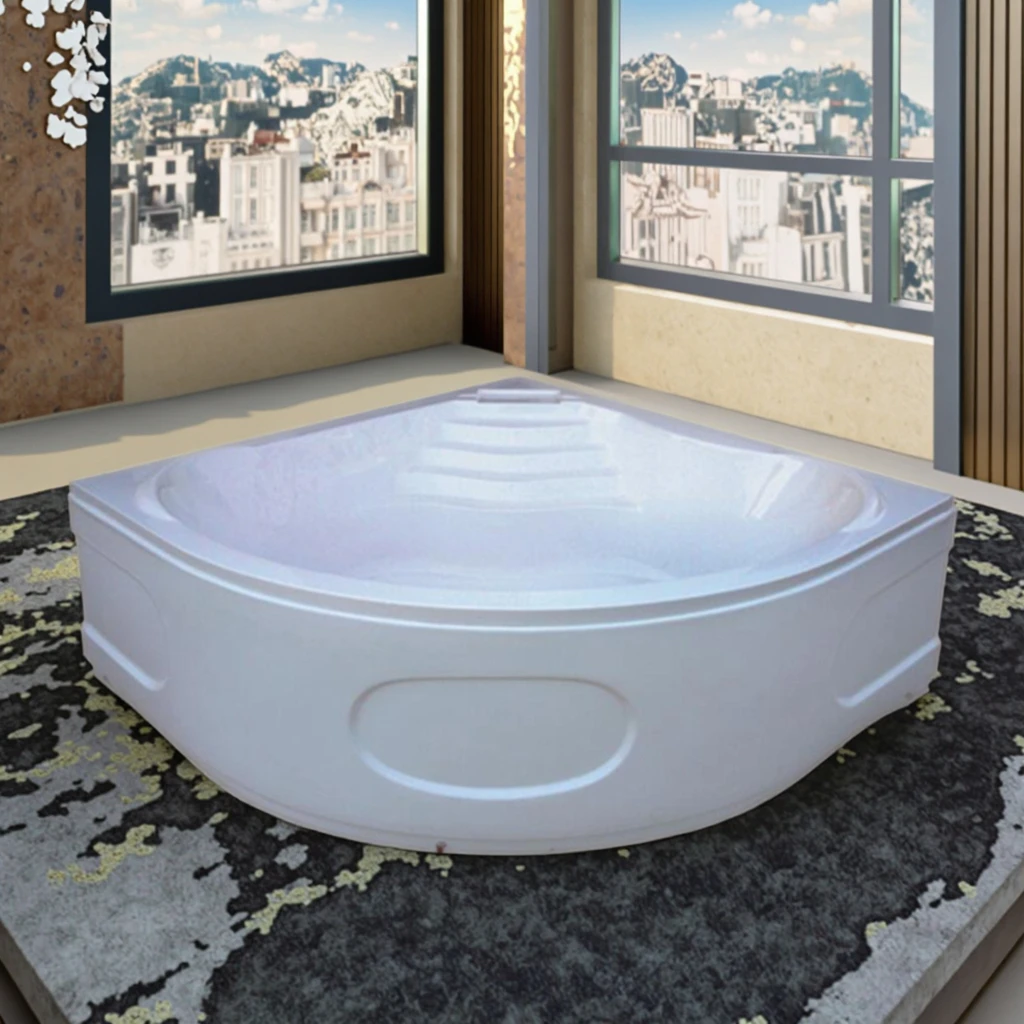 

Современная белая акриловая отдельностоящая ванна-джакузи треугольной формы с 4 форсунками, на 2 человека