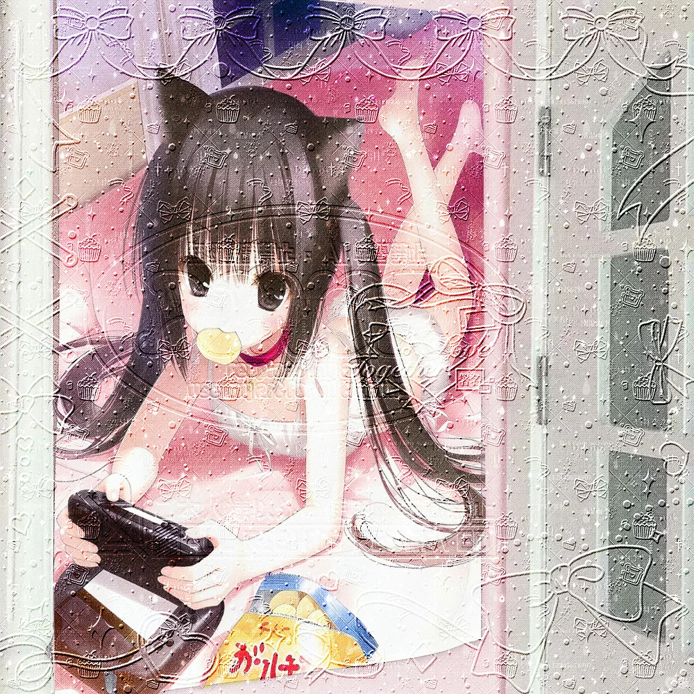 Kawaii Anime Gamer Cat Girl Wandteppich, niedlicher rosafarbener ästhetischer Wandbehang, süße Raumdekoration für Schlafzimmer, Wohnheim, Kawaii Kemonomimi Game