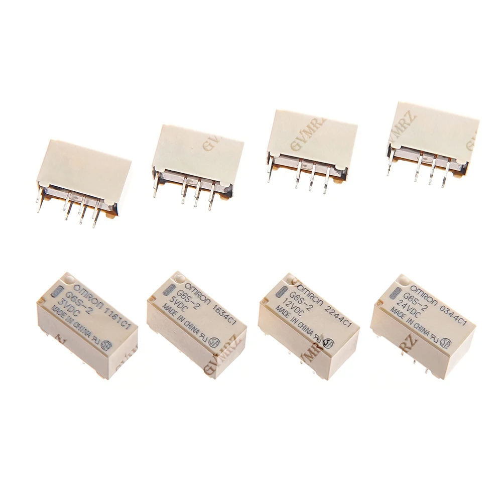 5PCS 12VDC New G6S-2 5VDC Signal Relay 8Pin DC 5V 12V 24V 2A Mini Signal Switch Relays 24VDC 5VDC 3VDC