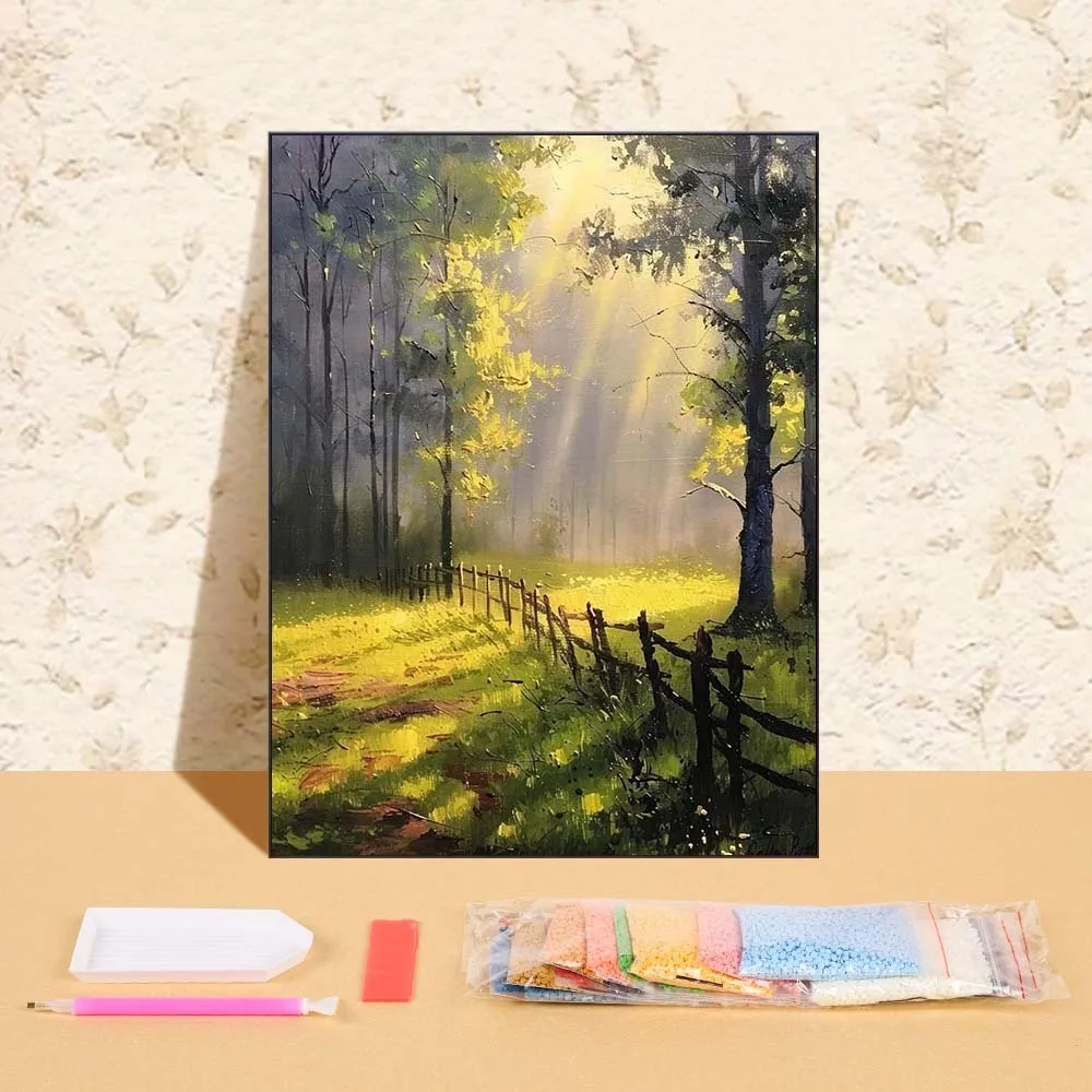

Diamond Painting Picture Of Rhinestone Sunshine Forest Full Round Mosaic Diamond Embroidery 5D DIY Home Decor Handmade Crafts