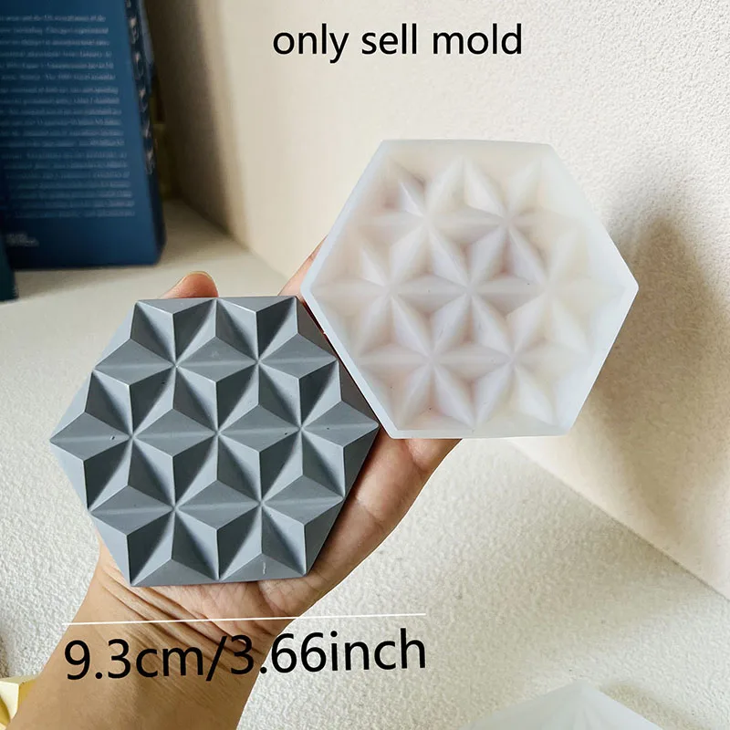 2pcs/Set Geometric Coaster Cement Mold Hexagonal Wall Tile Background Gypsum Silicone Mold DIY Wall Decor Clay Resin Mold