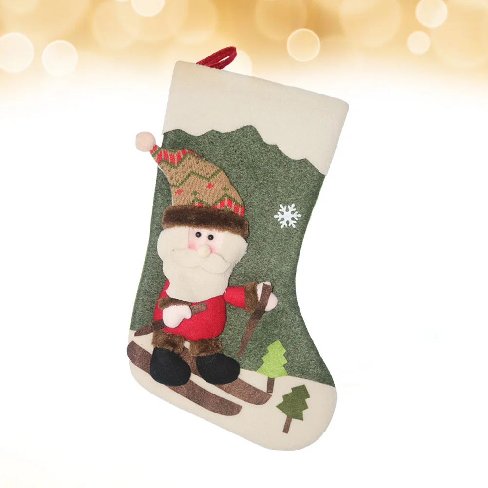 

Santa Claus Hanging Decorations Christmas Stockings Gift Bags For Home Fireplace Wall Kitchen Decoration Reindeer Pattern