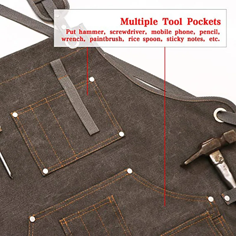 Modern Simple Thickened Canvas Apron Woodworking Electrician Gardening Work Clothes Tool Apron